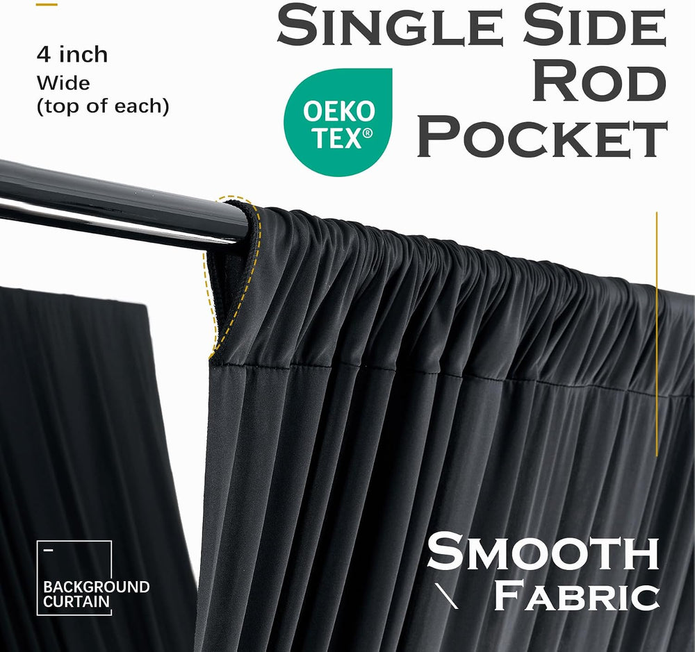2 Panels 5ft(W) x 20ft(L) Black Ceiling Drapes for Halloween Parties