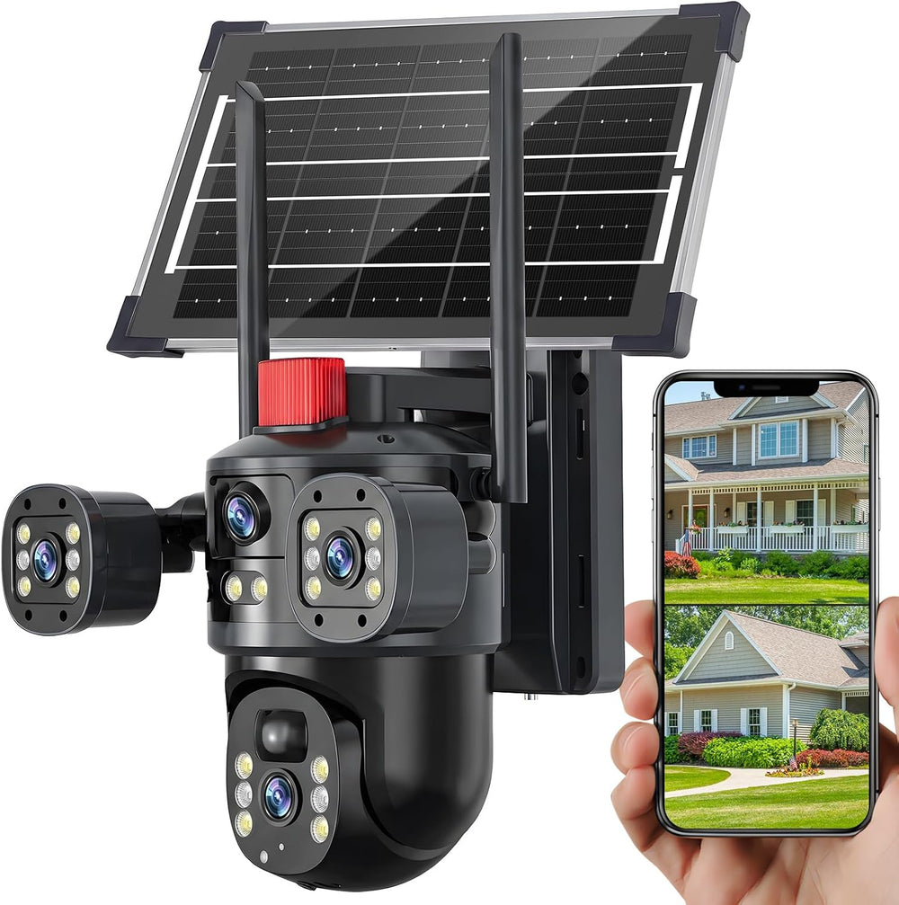 KEPEAK Solar Security Camera Outdoor Wireless, Dual Lens PTZ WiFi Camera 2.4G...