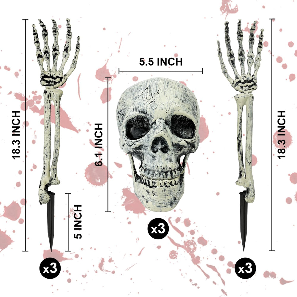 3 Pack Halloween Decor Outdoor Skeleton Stakes for Yard,Lawn,Graveyard