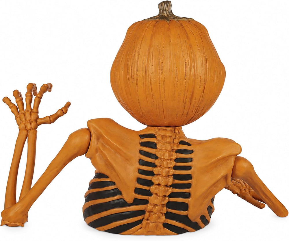 BOO BOX 4 Ft.Halloween Pumpkin Groundbreaker Skeleton, Giant Outdoor Decorati...