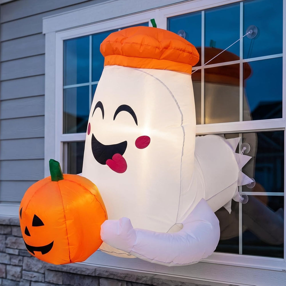 DUNCHATY Halloween Inflatable Window Ghost 1 Pack - 3D Smile Crasher