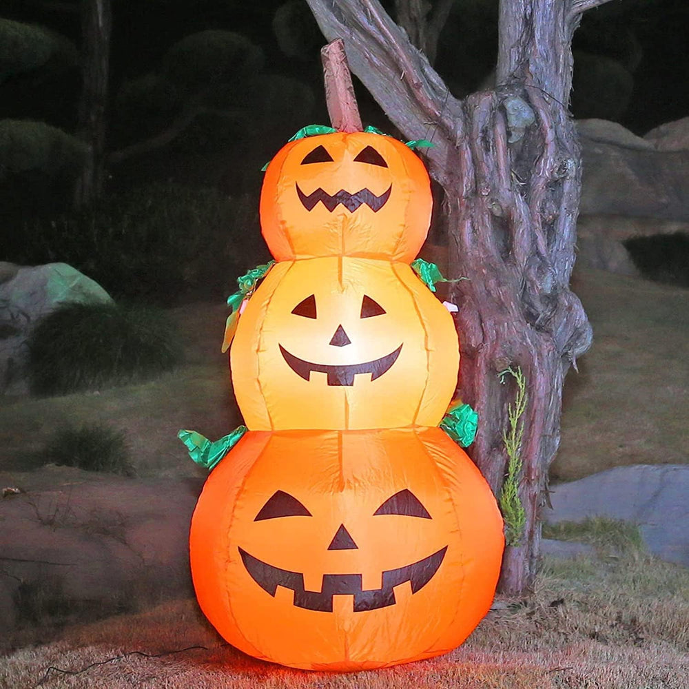 4FT Halloween Inflatable Pumpkins Decor Blow up Pumpkin Stacked Halloween Dec...