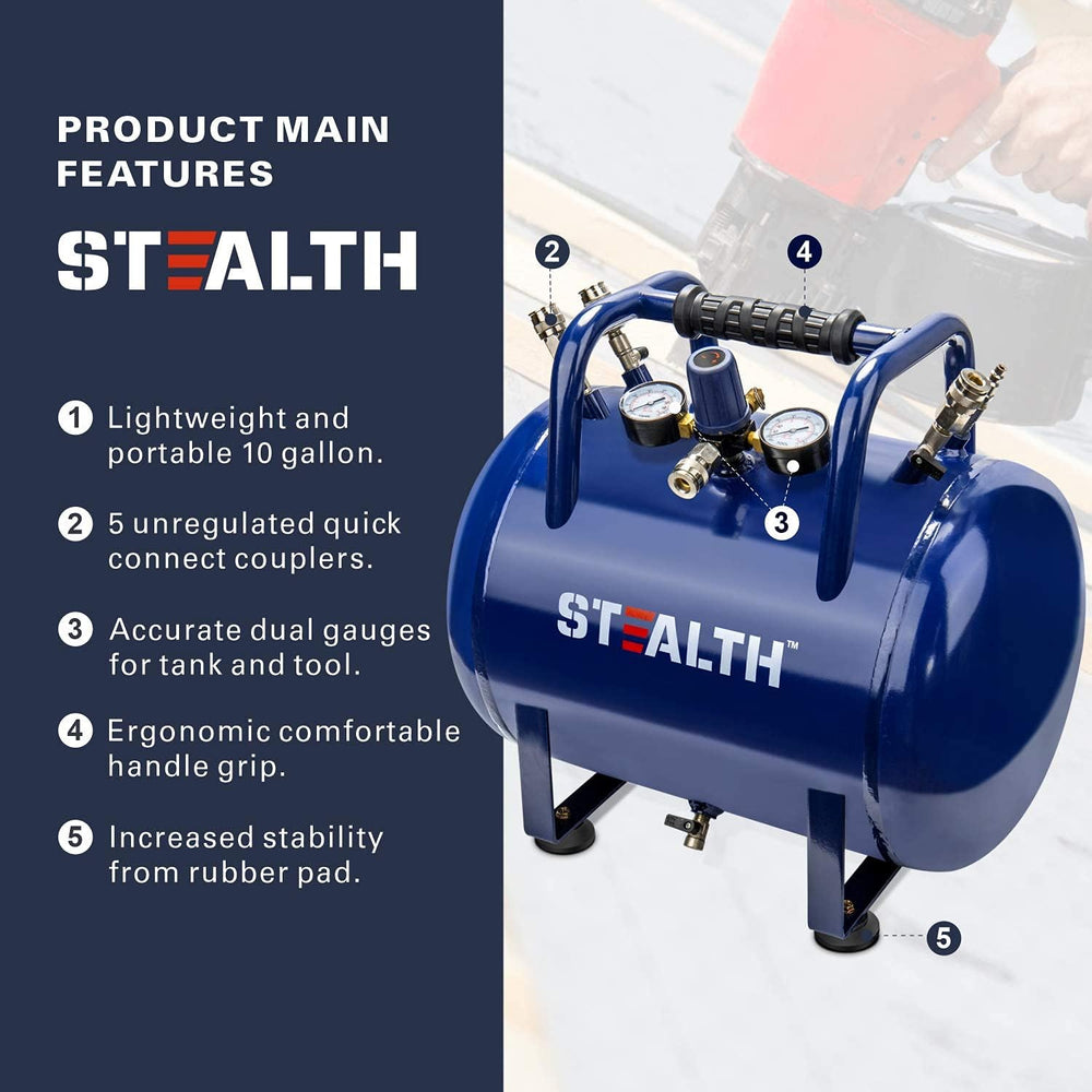 STEALTH Air Tank, High-Pressure 10-gallon Air Tank with Maximum 225PSI Pressu...