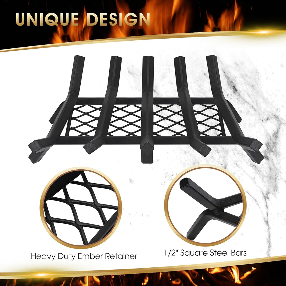Good GAIN Fireplace Grate 20in Heavy Duty w/Ember Retainer,Fire Log Grates