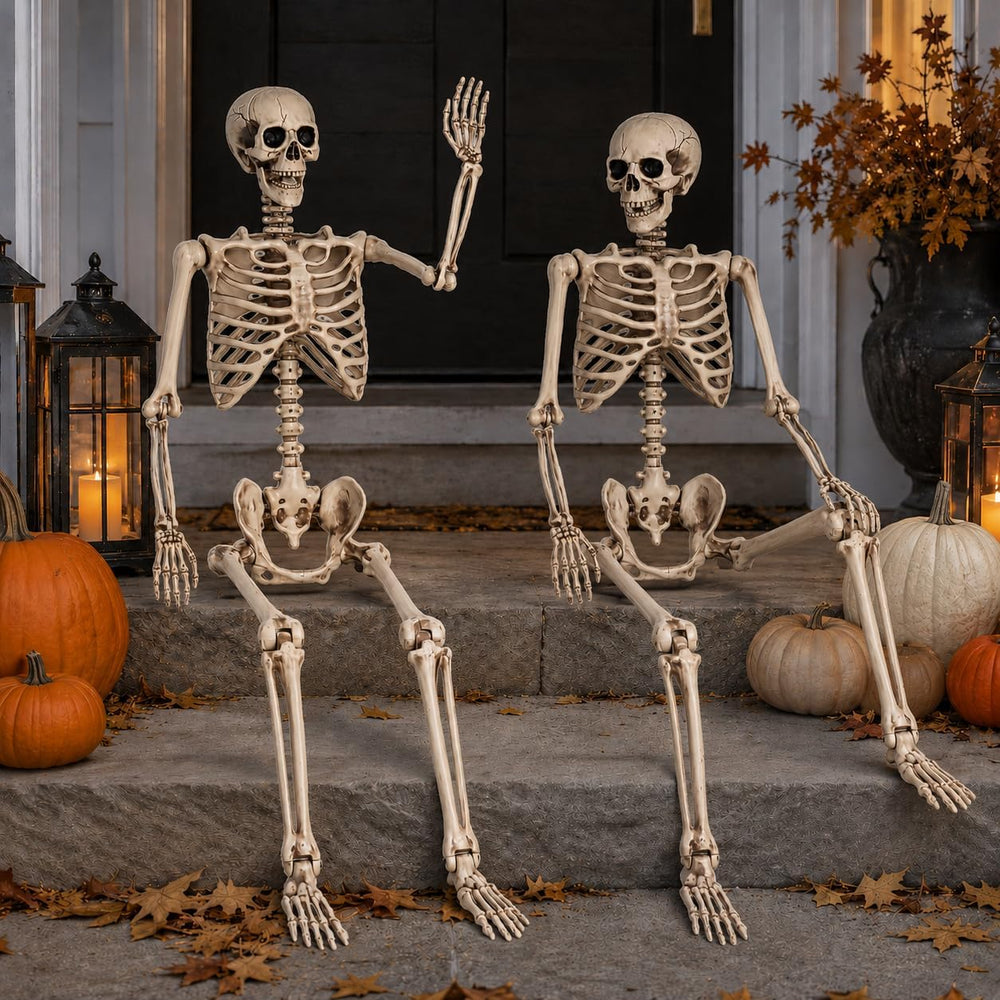 Aimeiar 5.4 Ft Halloween Skeleton Life Size, Posable Skeletons Decor, Full Bo...