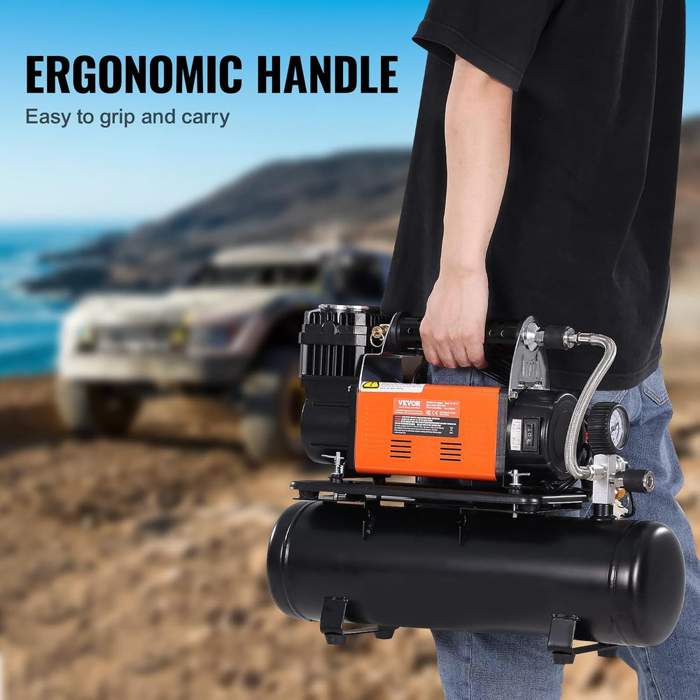 VEVOR 12V Heavy Duty Air Compressor with 6L Tank Kit, 6.35 CFM Portable Tire ...