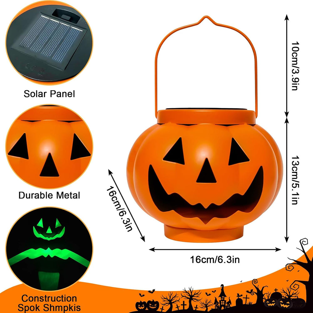 BRIGHTDECK Halloween Pumpkin Solar Lanterns 2 Pack, Jack O Lantern Pumpkin Li...