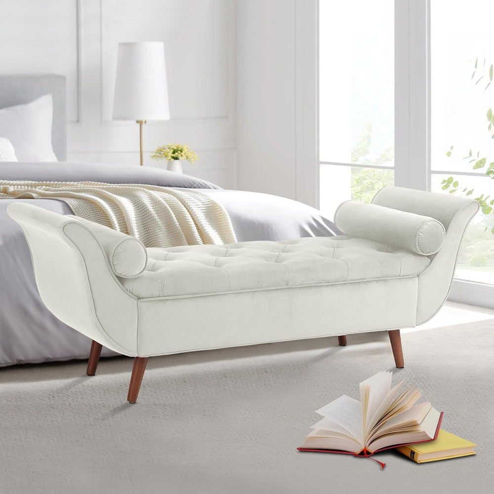 End of Bed Storage Bench for Bedroom, 65" King Size Velvet Storage Bench...