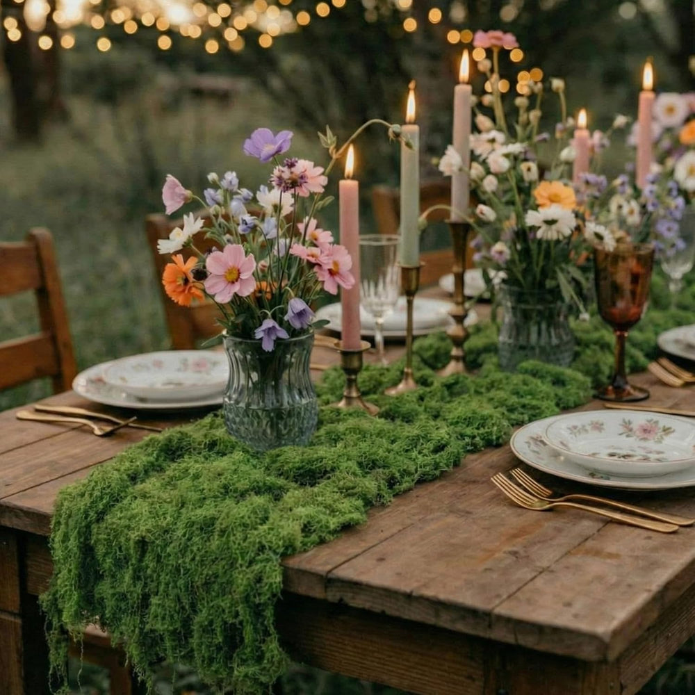 2 Pcs Fake Moss Table Runner Halloween Enchanted Forest Decor