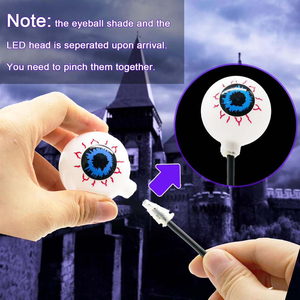 Solar Eyeball Lights for Halloween 32 Purple LED Swaying Firefly Lights Water...