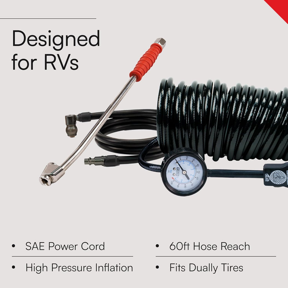 VIAIR 450P-RV EF 12V Tire Inflator, 150 PSI Air Compressor Kit for RVs