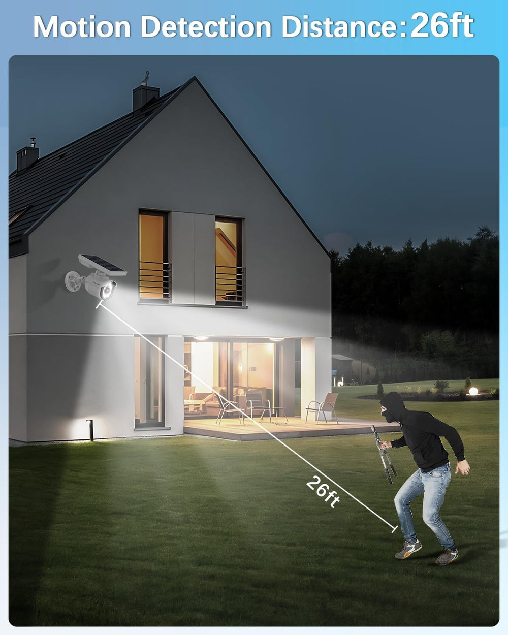 WEILAILIFE Solar Motion Sensor Light Outdoor Wireless Security Floodlight