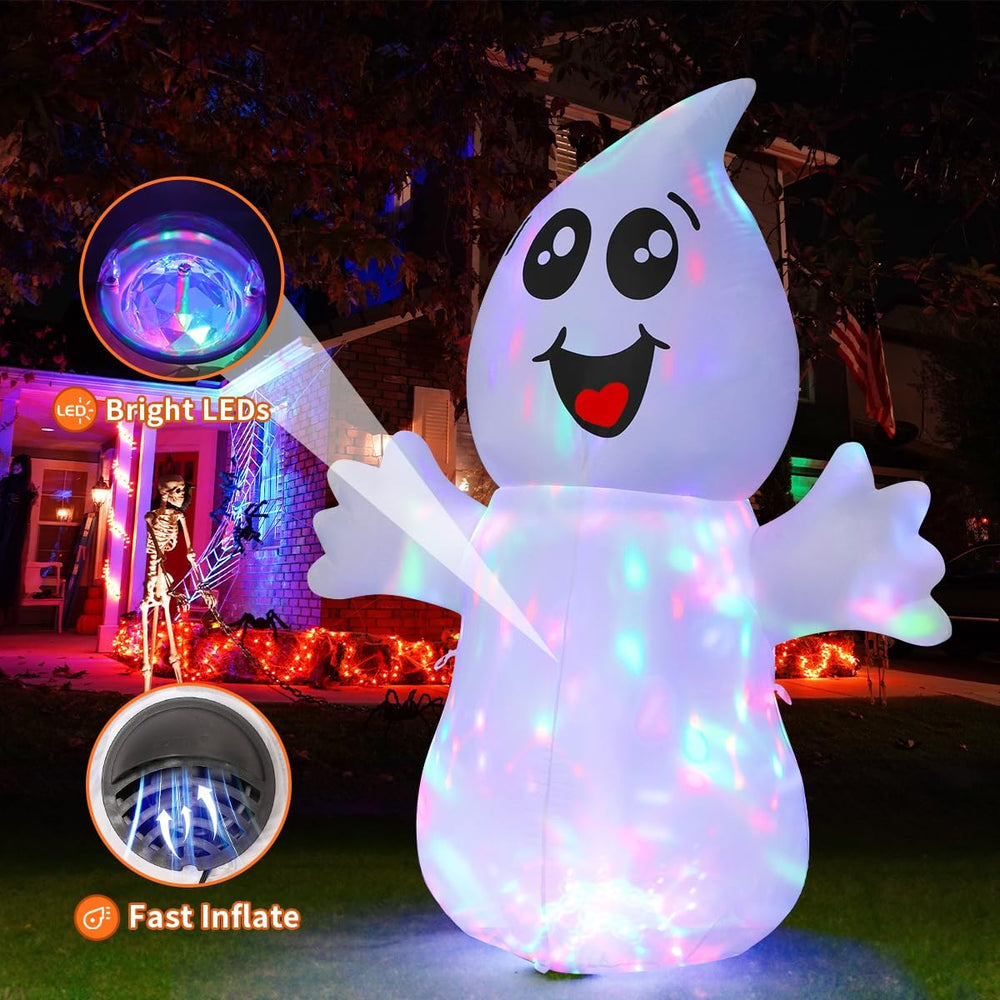 GOOSH 5 FT Halloween Inflatable Ghost Outdoor Decoration with Magic Light, Bl...
