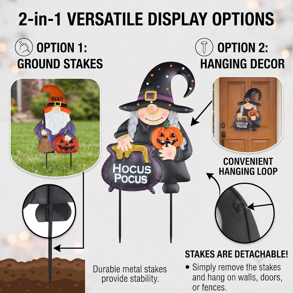 hogardeck Halloween Decorations Outdoor, Metal Gnomes Decorative Garden Stake...