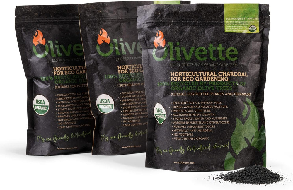 OLIVETTE Organic Biochar Activated Charcoal for Plants, 3 Bags