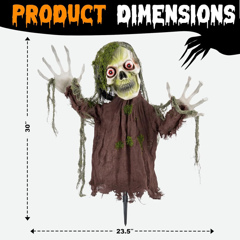 Halloween Decoration Outdoor Animatronic Zombie Groundbreaker, Halloween Skel...