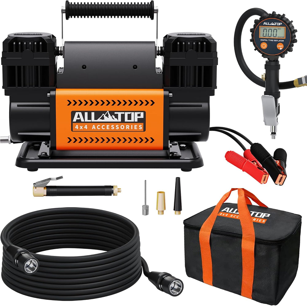 ALL-TOP Dual Cylinder Air Compressor with Digital Pressure Gauge Tire Inflato...