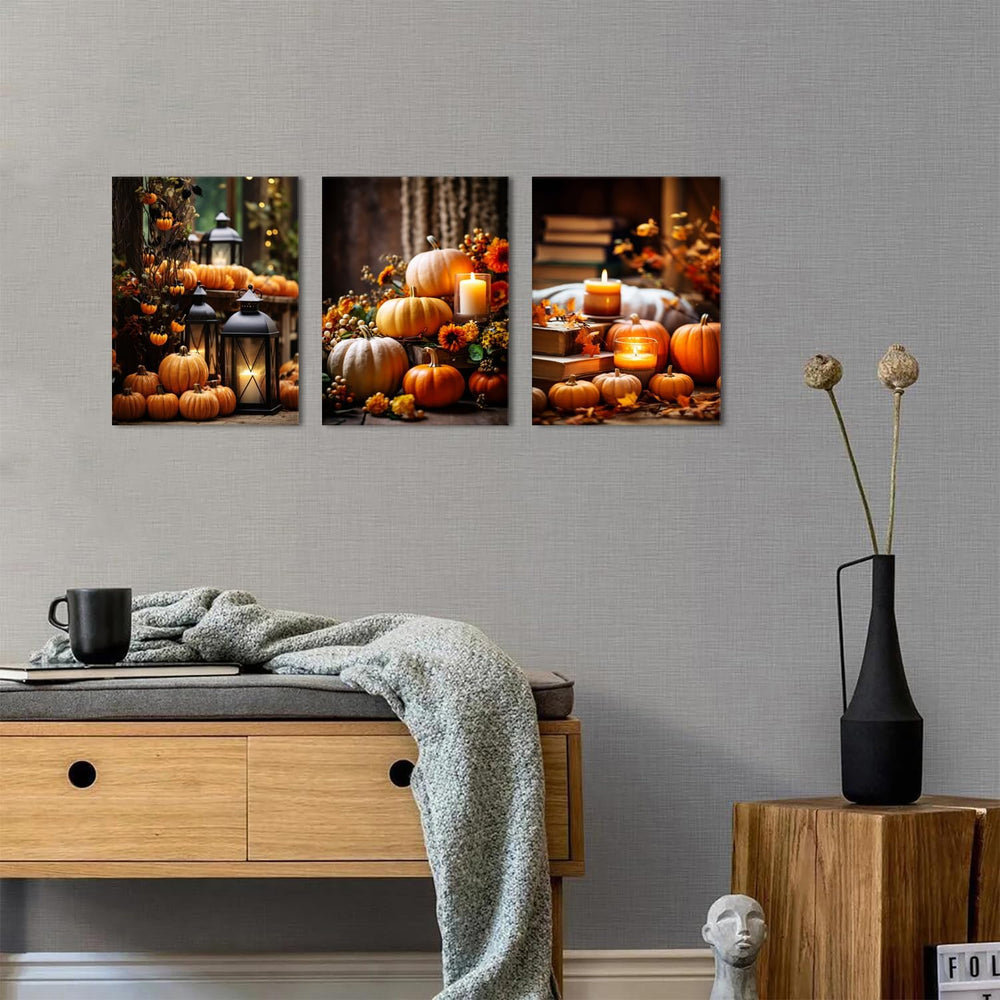 AIYISU Farmhouse Pumpkin Wall Art Fall Kitchen Dining Room Wall Decor Rustic ...