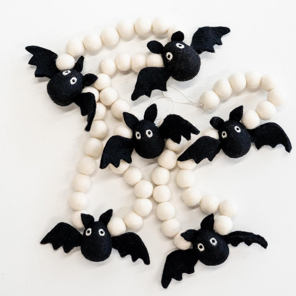Bat Garland Halloween, Felt Bat Banner, Mantel and Party Decorations