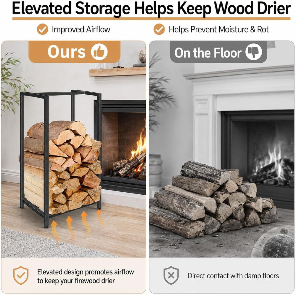 Firewood Rack Indoor Outdoor, 2Pack 30” Tall Firewood Holder Metal Small Log ...