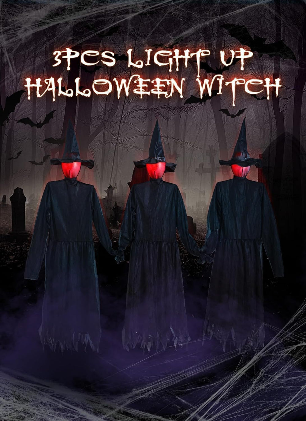 3PCS 5.6FT Halloween Decorations Outdoor Decor Witches Yard Holding Hands
