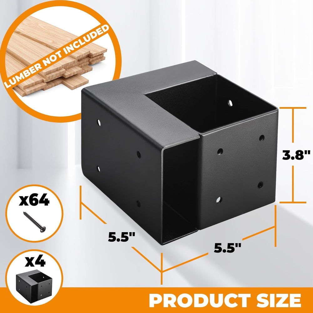 Workbench Brackets Kit, 4 PCS 3-Way Right Angle Bracket Fit 2x4 & 4x4 Wood