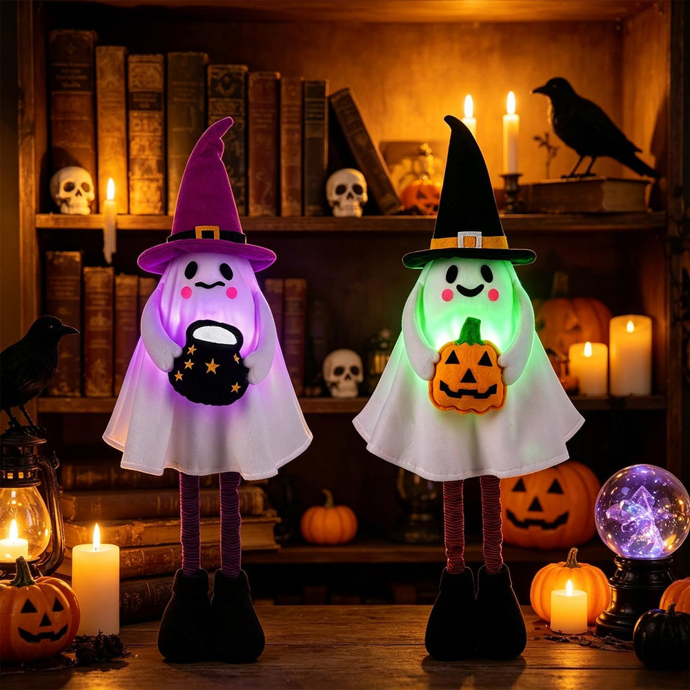 2 Pack Halloween Lighted Ghost Figurine with Stretchable Leg 21" to 30&q...
