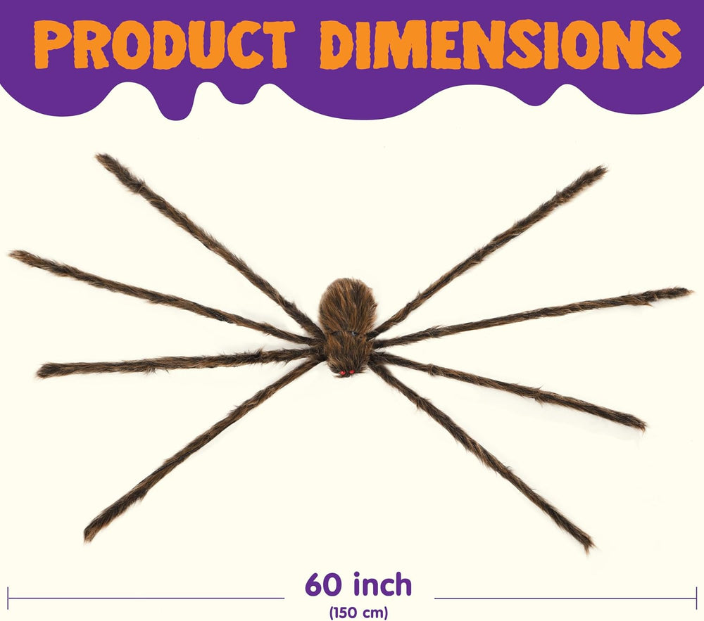 JOYIN 2 Pack 5 Ft Halloween Outdoor Decorations Hairy Brown Spider, Scary Fak...