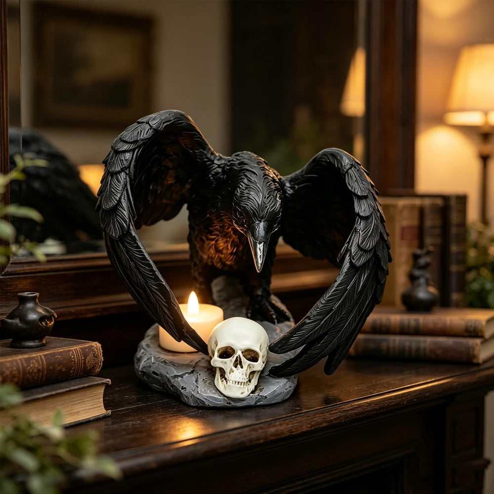 Gothic Crow Light Holder Halloween Candle Holder
