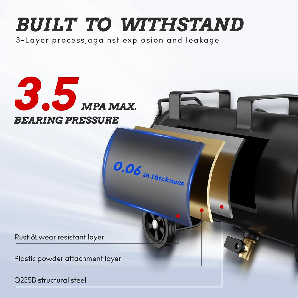 4 Gallon Portable Air compressor, 0.5HP Motor Oil Free Air Compressor Tank