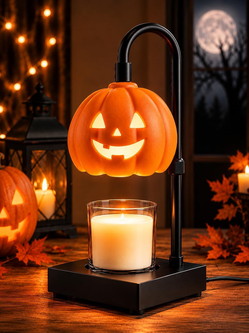 Pumpkin Halloween Candle Warmer Lamp with Timer & Dimmer,Gothic Spooky Ho...