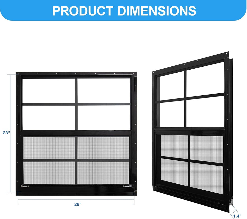 NeatiEase Upgraded Shed Windows 2 Pack, 28" x 28" Windows with Temp...