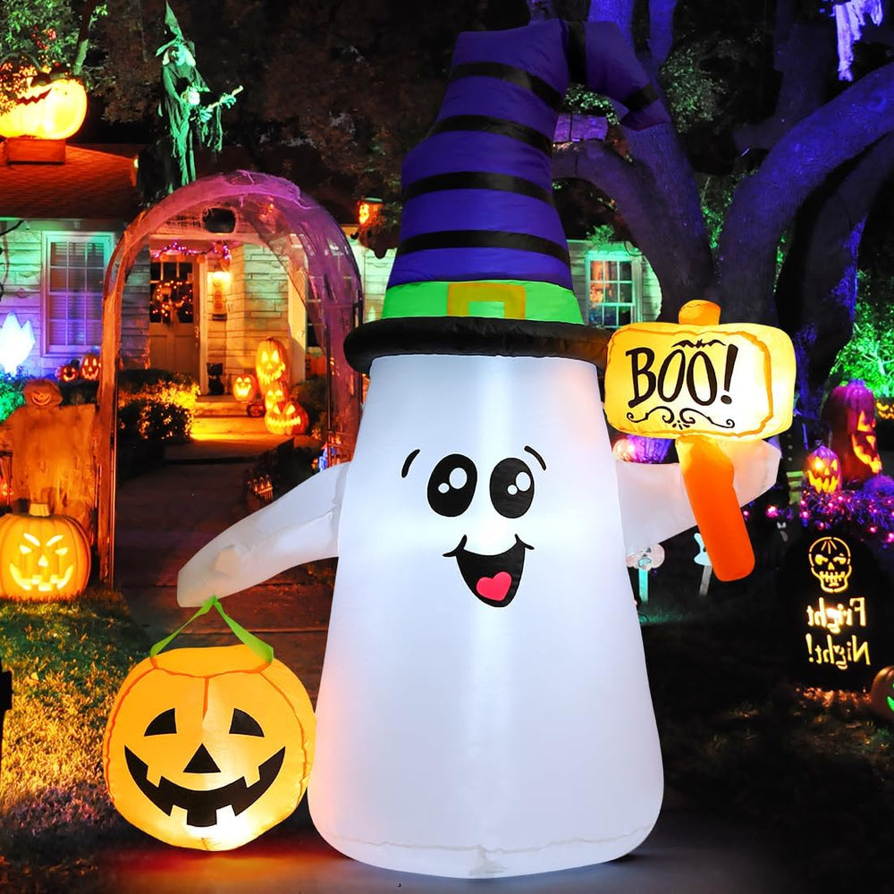 GOOSH 5 FT Halloween Inflatables Ghost Outdoor Decorations Blow Up Yard Cute ...