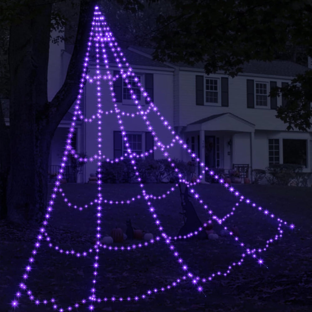 Spider Web Lights for Halloween Decorations Outdoor - 616 LEDs, 8 Lighting Mo...