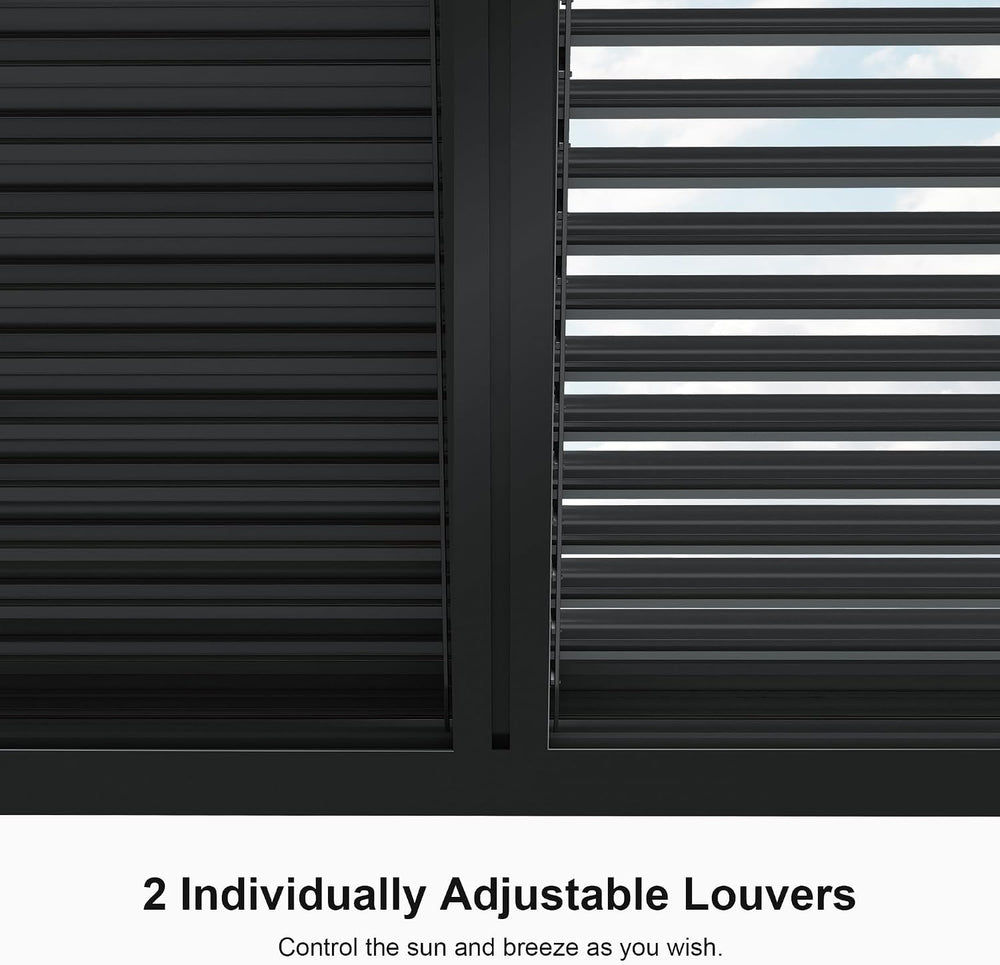 PURPLE LEAF Louvered Pergola 12' x 14' 94AS All-Aluminum Rustproof Gray