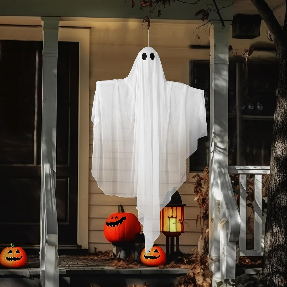 JOYIN Halloween Hanging Light up Ghost, 47" White Ghosts with Purple LED...