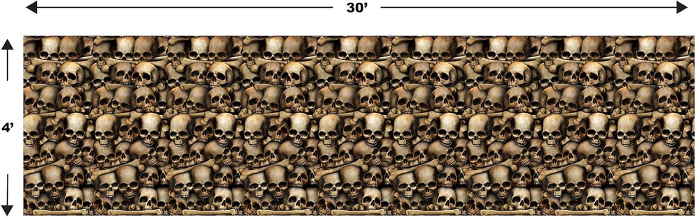 Beistle Catacombs Backdrop Wall Decorations – 2 Realistic Skull and Bone Prin...