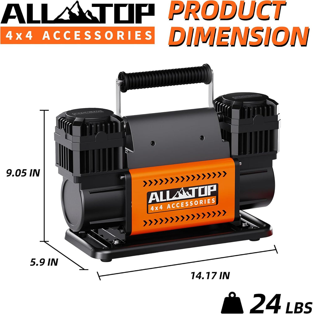ALL-TOP Dual Cylinder Air Compressor with Digital Pressure Gauge Tire Inflato...