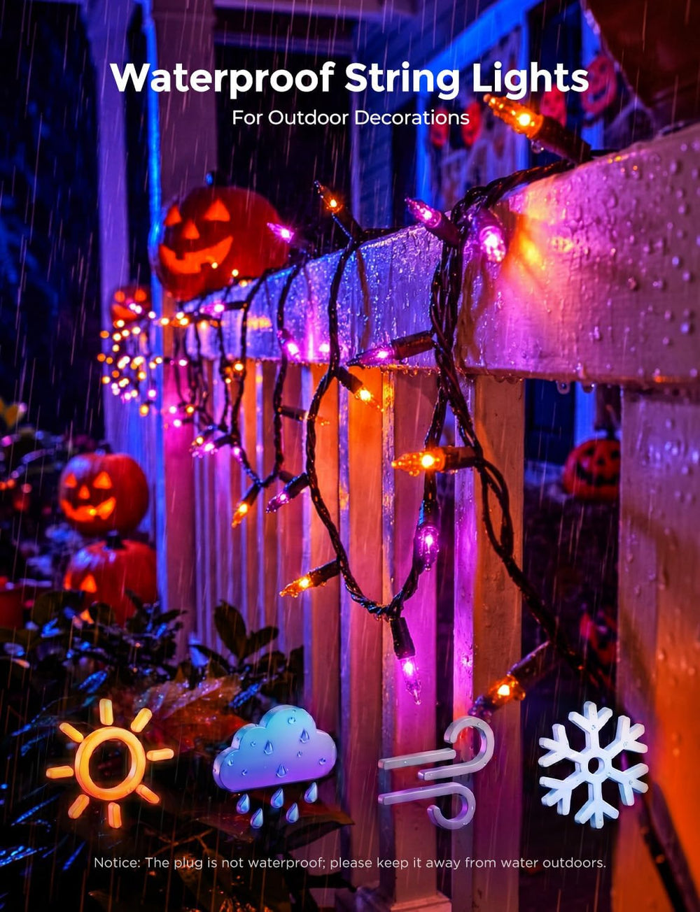 40FT Purple Orange Mini String Lights Halloween Decor for Party Decorations