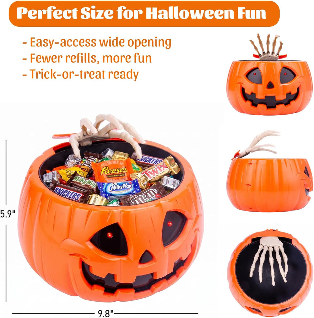 GameXcel Animatronic Halloween Candy Bowl with Motion Sensor Skeleton Hand