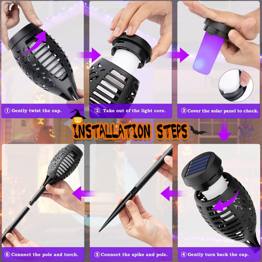 16Pack Purple Solar Halloween Lights for Halloween Decorations Outdoor