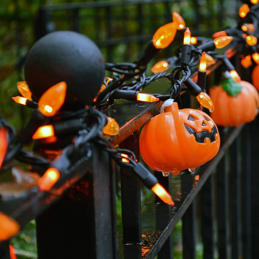 LJLNION 3 Pack Halloween Lights Outdoor, Each 29ft 150 Count Black Wire Incan...