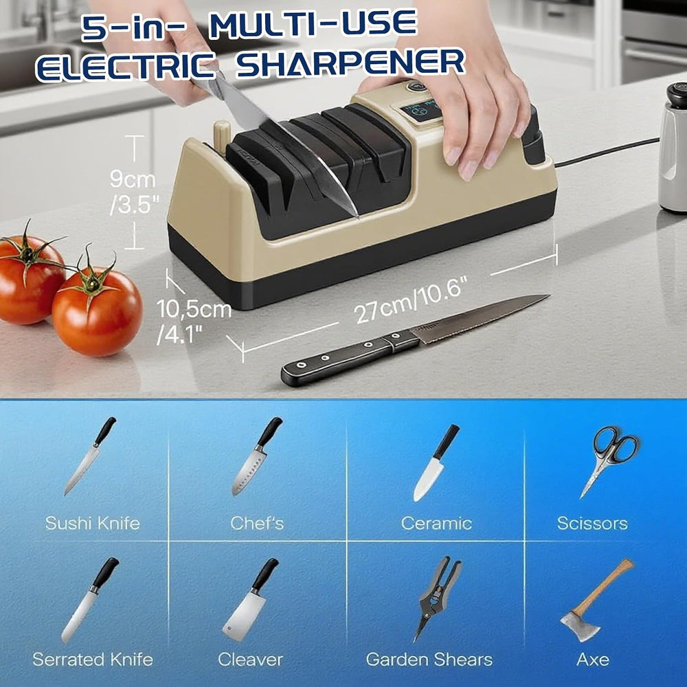 5-in-1 Electric Knife Sharpener for Kitchen Knives-Scissor Sharpener