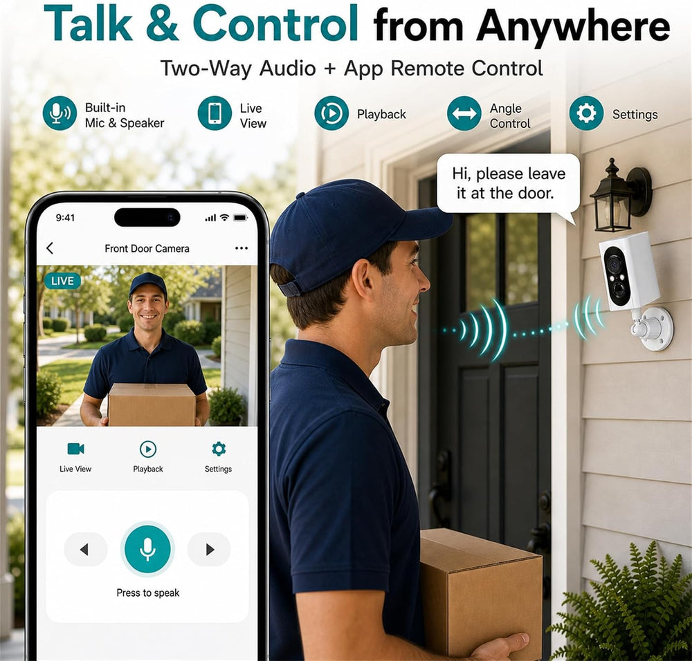 355° Pan Rotate Camera 1 Pack, 2K Video, Security Cameras Wireless Outdoor