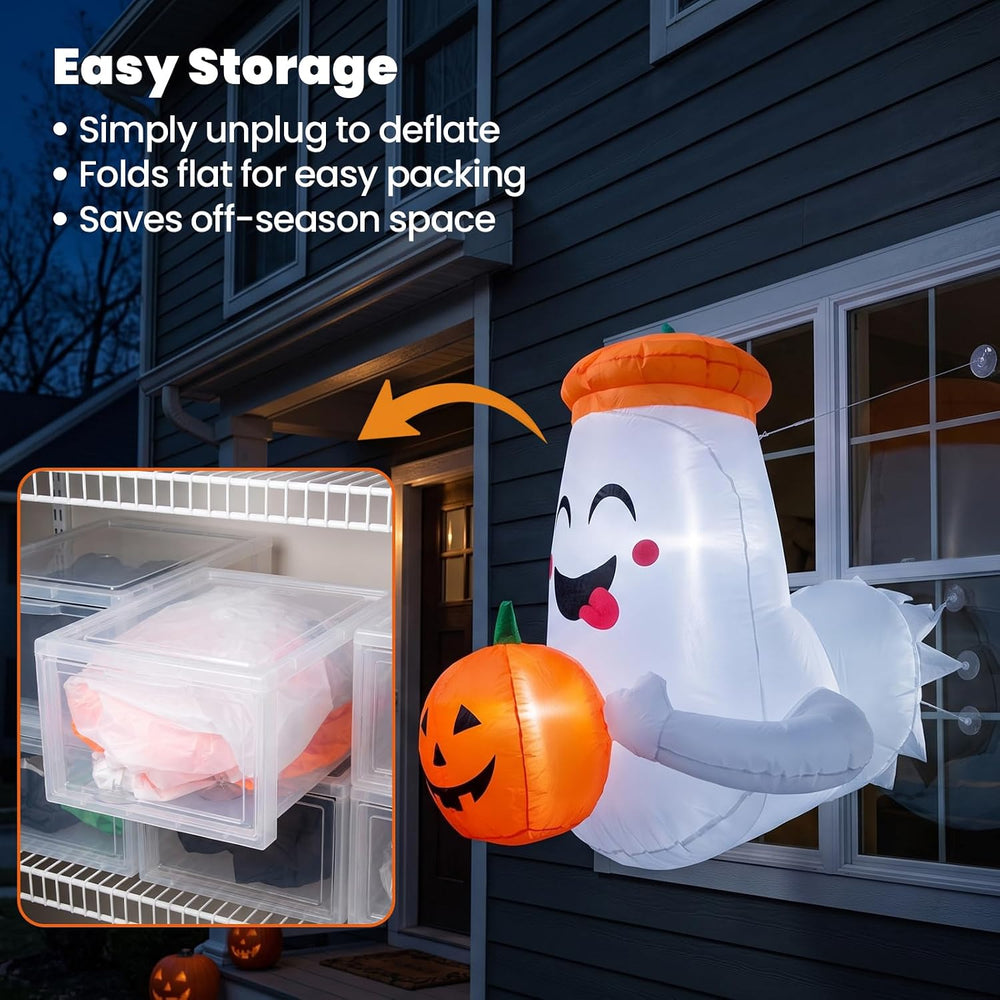 DUNCHATY Halloween Inflatable Window Ghost 1 Pack - 3D Smile Crasher