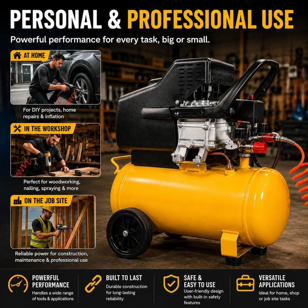 Stark USA 3.5HP 10 Gallons Air Compressor Tank Ultra Quiet Horizontal Tank Ad...