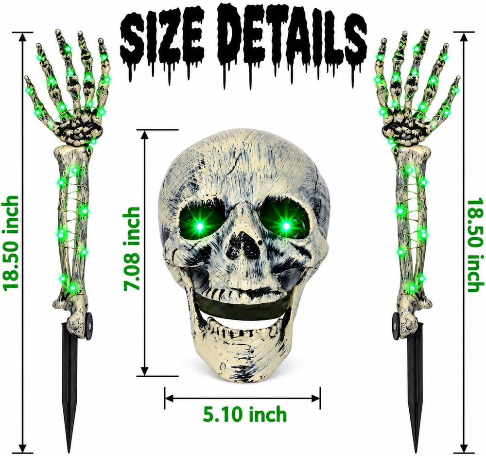 FLYSNK Lighted Halloween Skeleton Groundbreaker Decorations Outdoor, Spooky S...