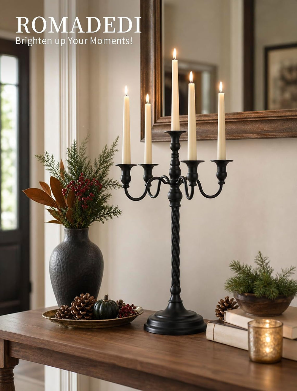 Romadedi Black Halloween Candle Holder: 2pcs 22-Inch Tall Candelabra