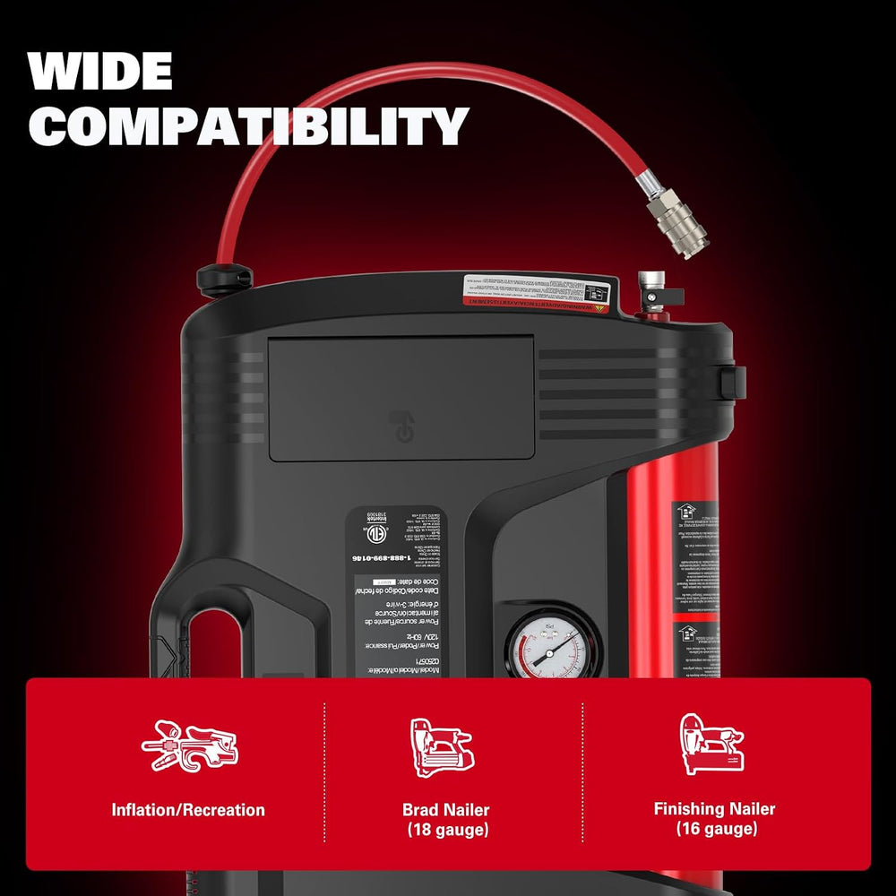 ECOMAX Wall Mount Air Compressor, Tire Inflator Portable Air Compressor, Oil-...
