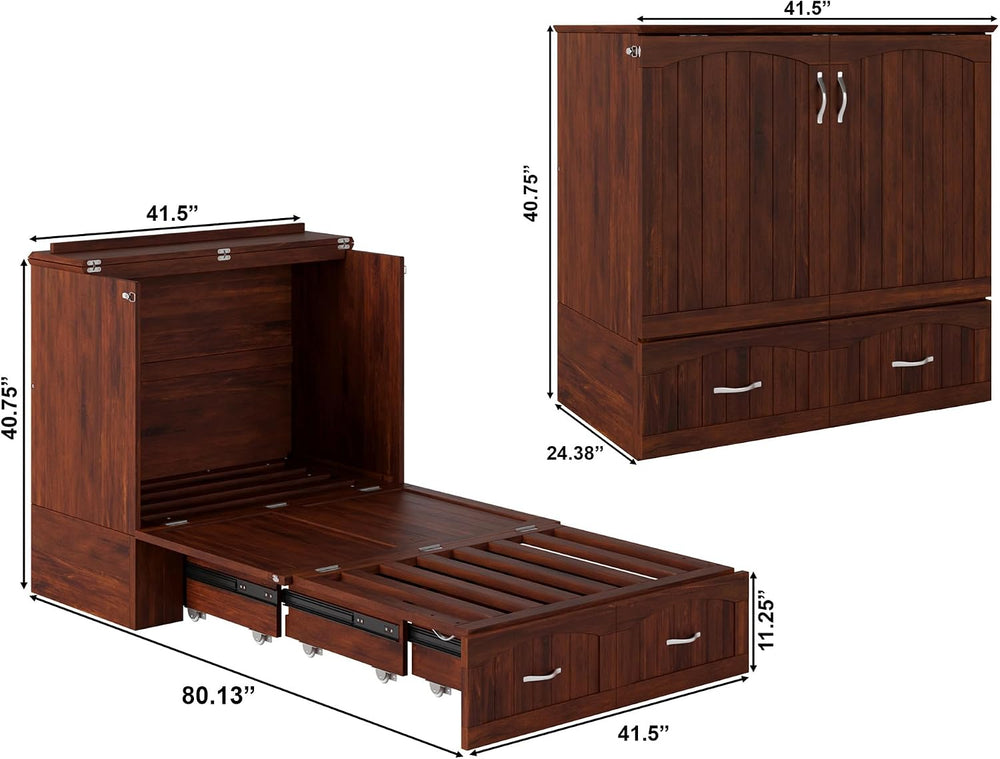 AFI, Southampton Murphy Bed Chest Twin XL with 6" Mattress & Drawer,...